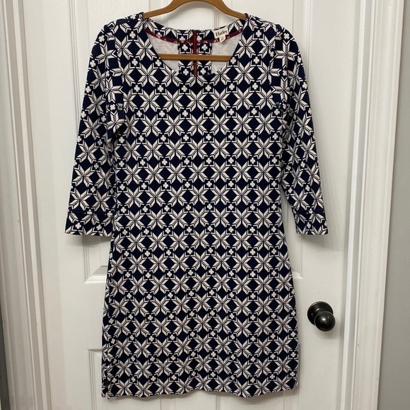 Hatley Geometric Print Shift Dress Geometric Print Small Navy Blue White Small - Picture 1 of 14